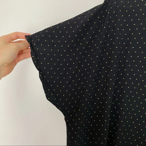 Vintage 90s Blouse Black Gold Polka Dot Womens Plus Size 2X 2XL Short Sleeve - Picture 4 of 11